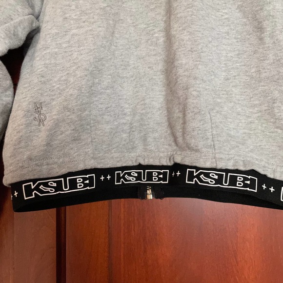 Ksubi Terra Cropped Sweatshirt Back Zip Gray Size Medium - Picture 5 of 10